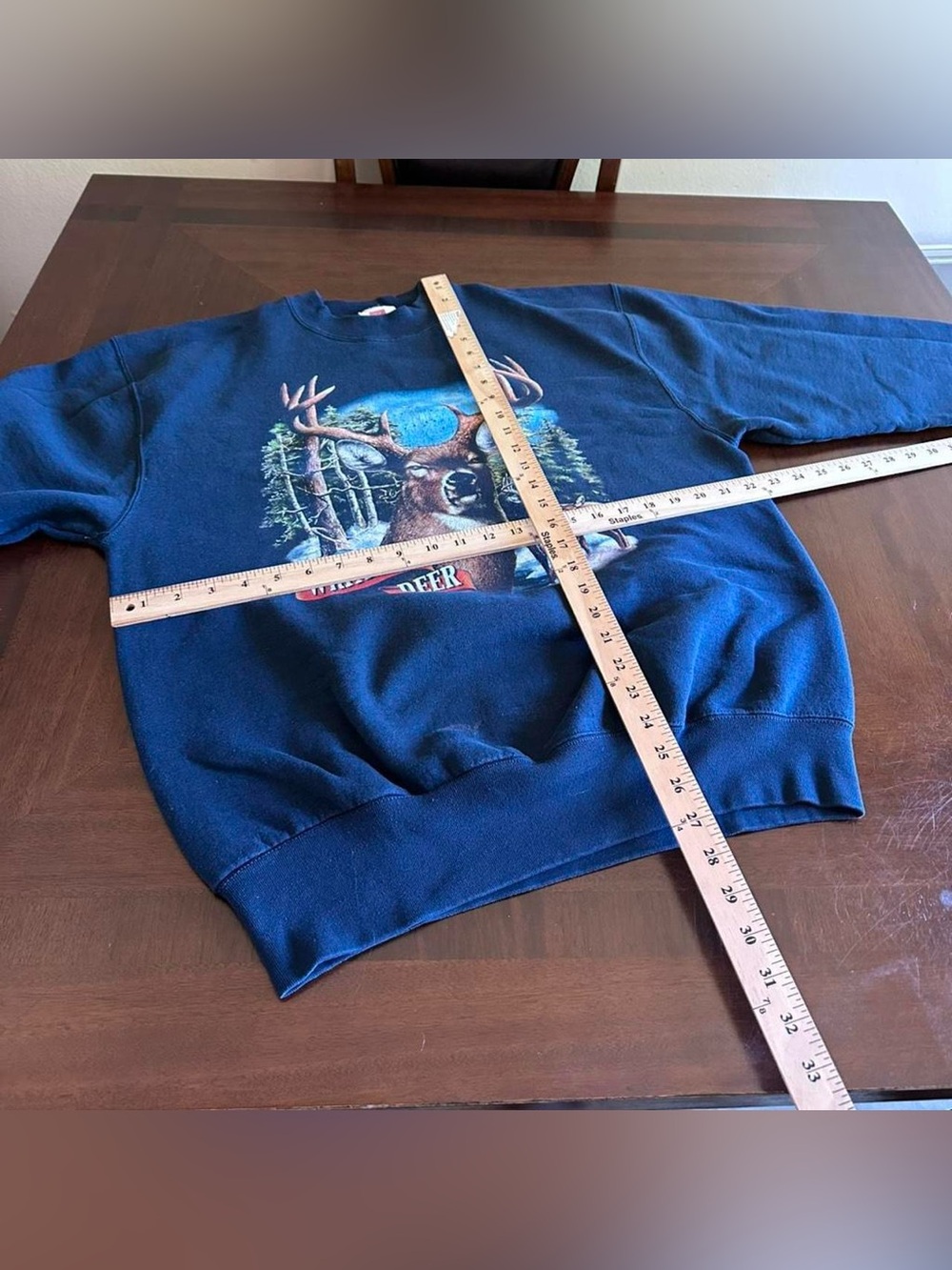 Vintage Whitetail Deer Heavyweight Navy Blue Sweatshirt Men’s Large - Picture 5 of 6
